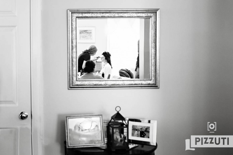 Mirror shot of the Bride Getting Ready