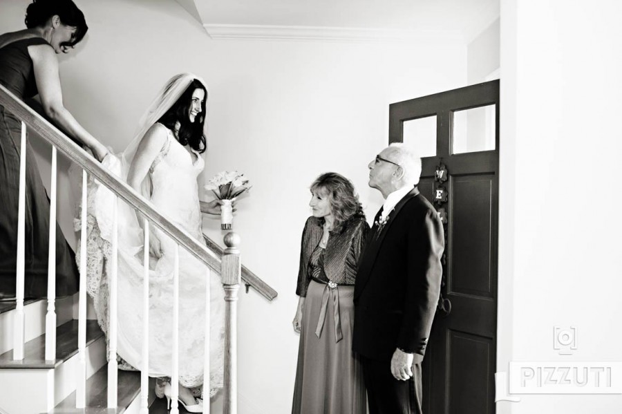 Bride's Parents As She Comes Down The Stairs