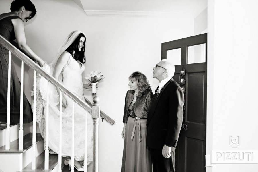 Bride's Parents As She Comes Down The Stairs