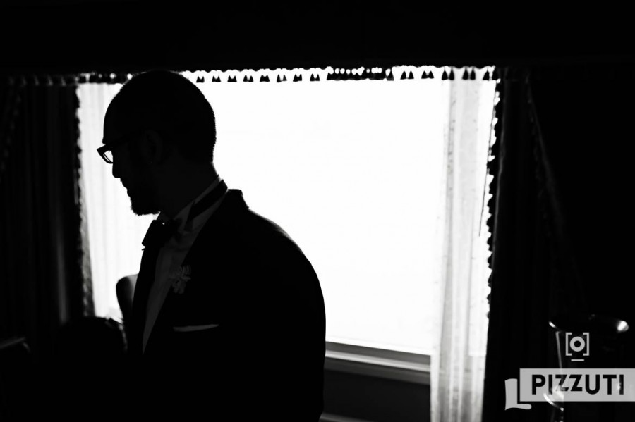 Boston Harbor Hotel Wedding Groom Silhouette