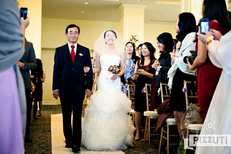 Boston Harbor Hotel Wedding The Bride Walks Down The Aisle
