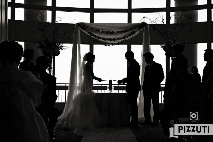 Boston Harbor Hotel Wedding Ceremony Silhouette