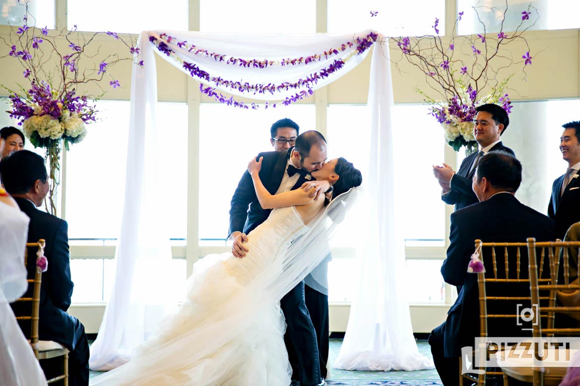 Bride And Groom Kiss Wedding Ceremony