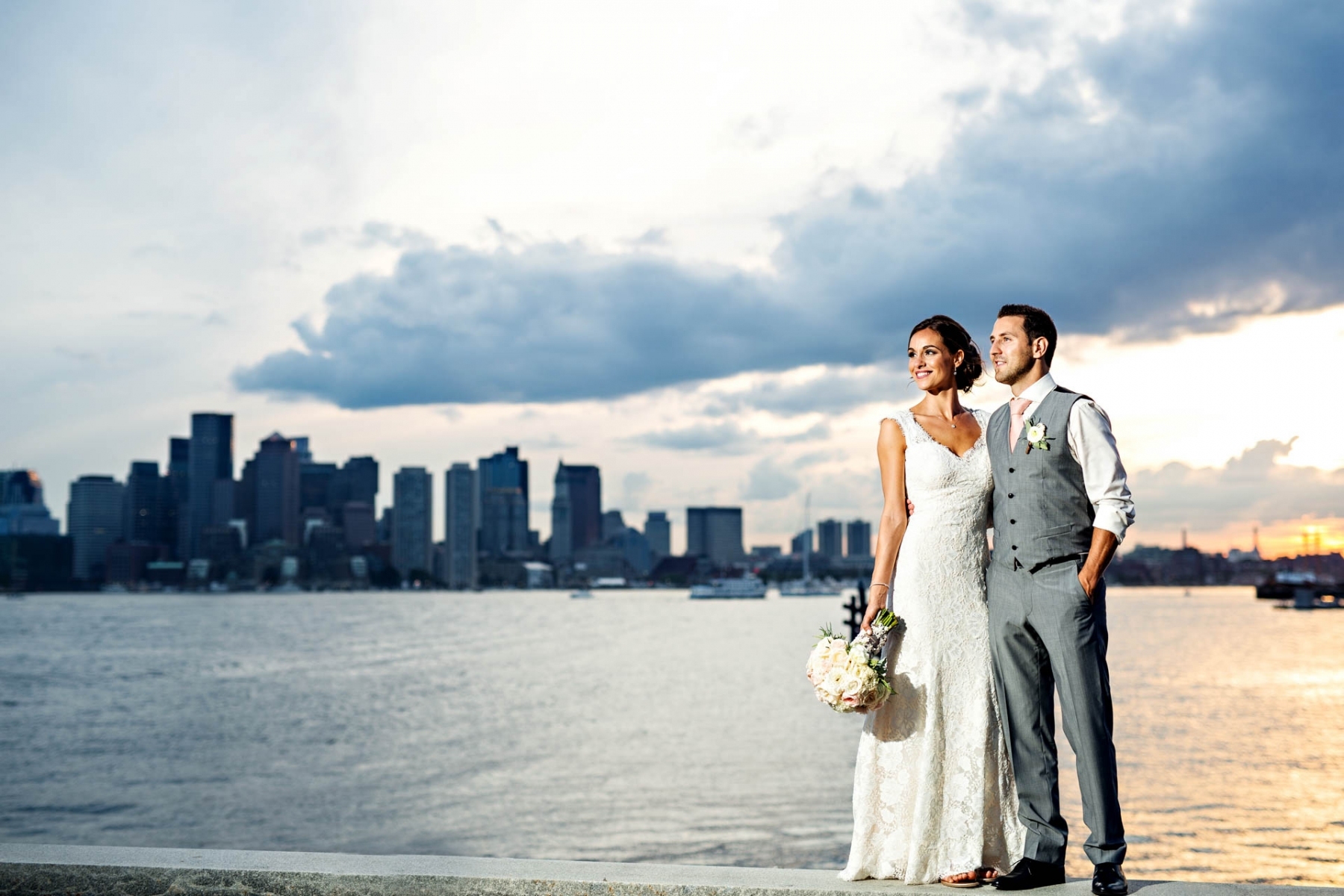 sunset-bride-groom-hyattt-boston-harbor