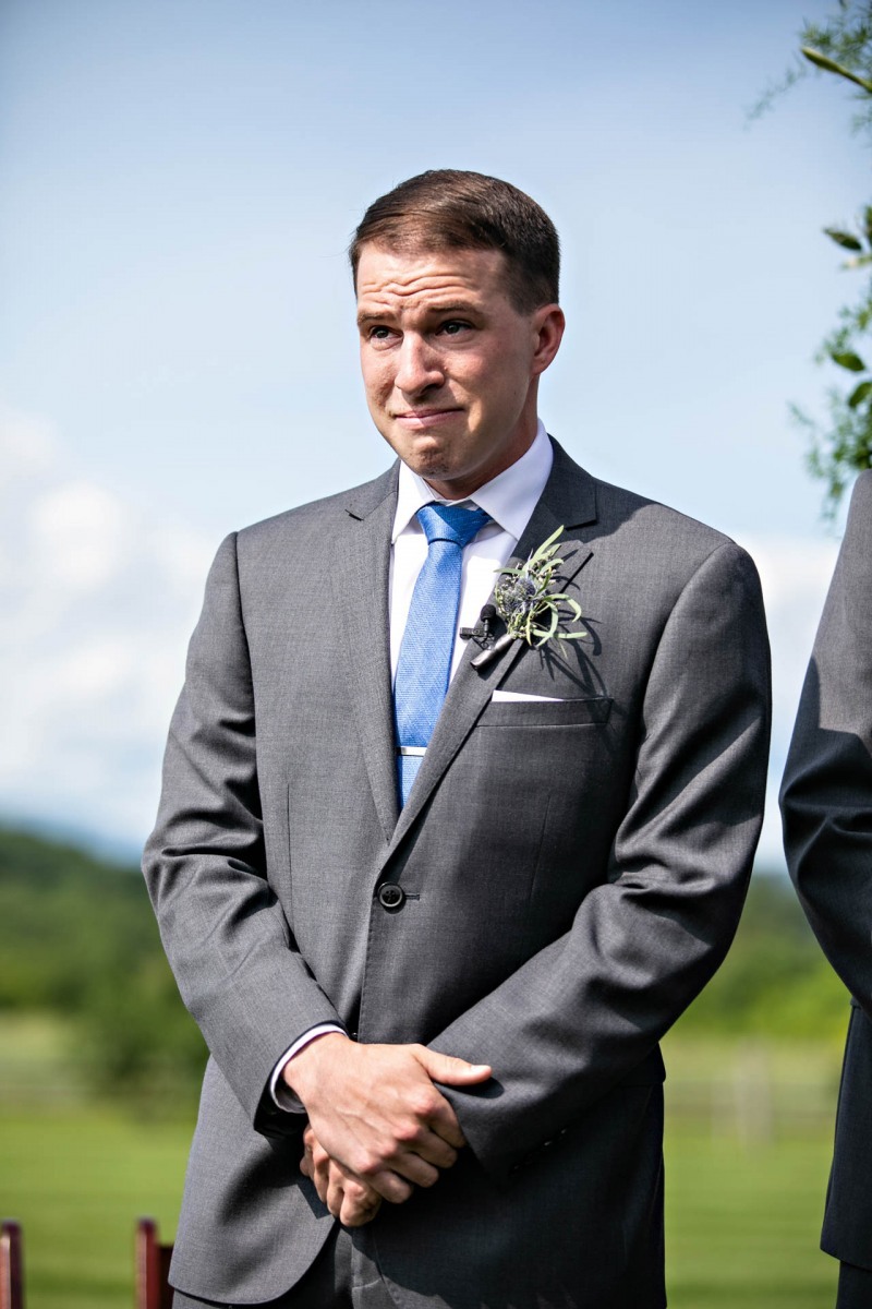 ceremony-groom-tears-vermont-farm-wedding